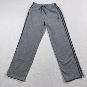 Adidas Sweatpants Men Small Gray Fleece Lined Straight Leg 3-Stripes Logo Athlet